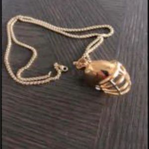 Gold Plated Football Helmet Pendant with 27” gold chain